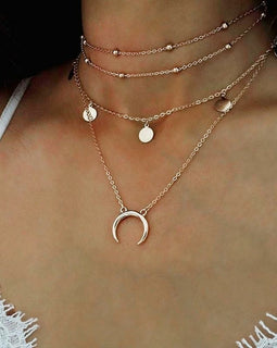Crescent Horn Moon Layered Necklace