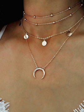 Crescent Horn Moon Layered Necklace
