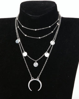 Crescent Horn Moon Layered Necklace