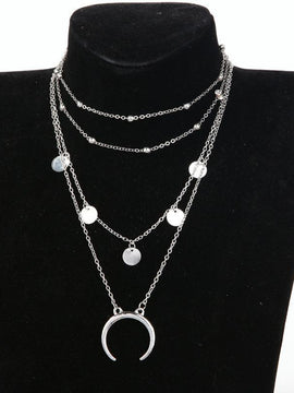 Crescent Horn Moon Layered Necklace
